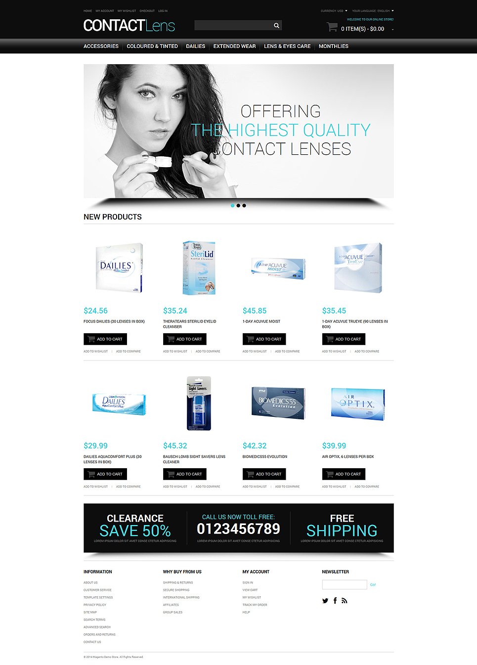 Vision Contact Lenses Magento Theme New Screenshots BIG