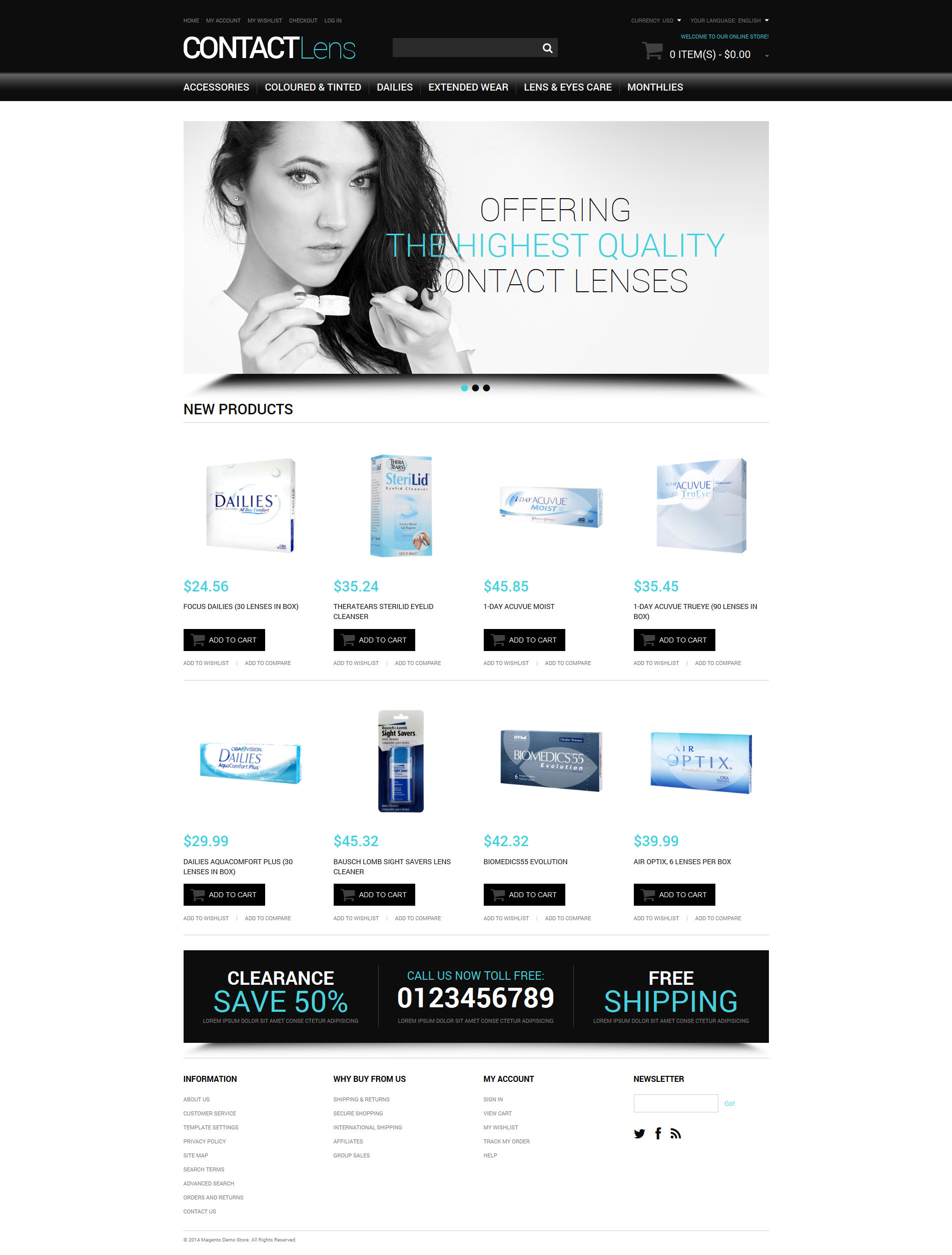 "Vision Contact Lenses" Responsive Magento Thema №51168 - screenshot