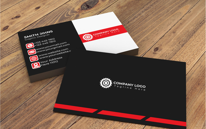 Creative Business Card and Professional Red Color Design Corporate Identity