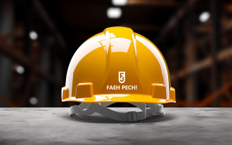 Helmet logo mockup, workers day design template