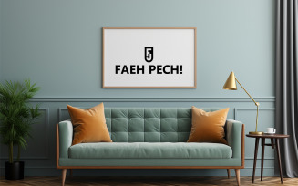 Livingrrom wall board logo mockup | Livingrrom wall mockup