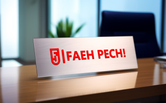 Wooden desk name plate mockup | desk nameplate mockup