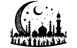 Eid al-fitr silhouette vector art illustration