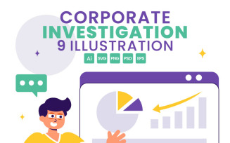 9 Corporate Investigation Vector Illustration