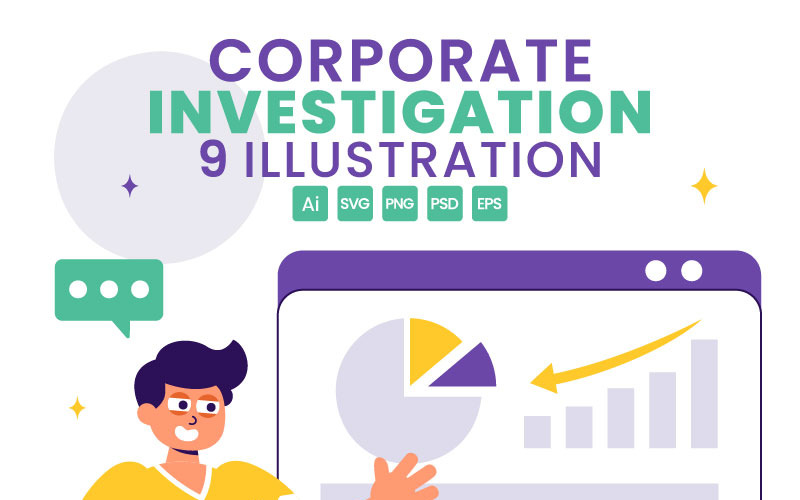 9 Corporate Investigation Vector Illustration