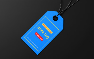 Blue Price Tag Mockup on Black Background Luxury Price Tag Mockup Psd Tag Logo Mockup