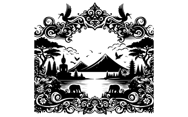 border silhouette vector art illustration Illustration