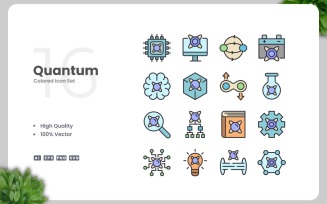16 Quantum Colored Icons Set