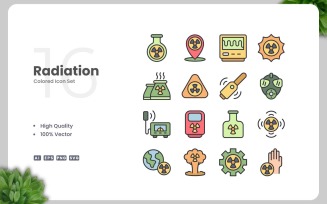16 Radiation Colored Icons Set