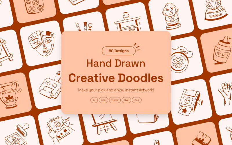 Modern Creative Doodles Set Icon Set