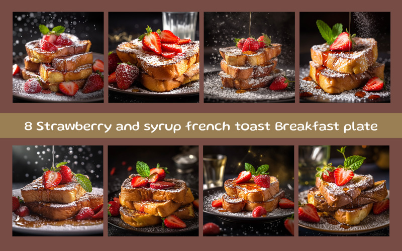 Strawberry and syrup french toast breakfast plate Background