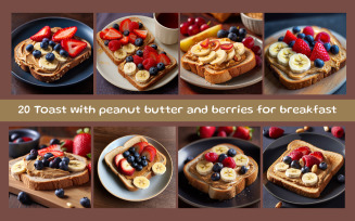 Toast with peanut butter and berries for breakfast