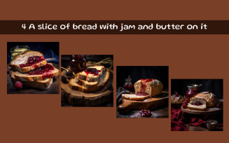 A slice of bread with jam and butter on it