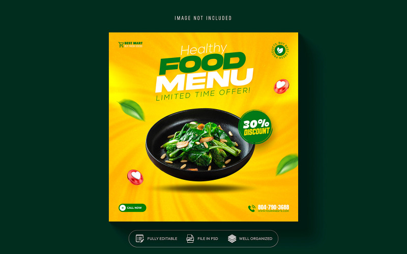 Healthy Food Menu Social Media Template