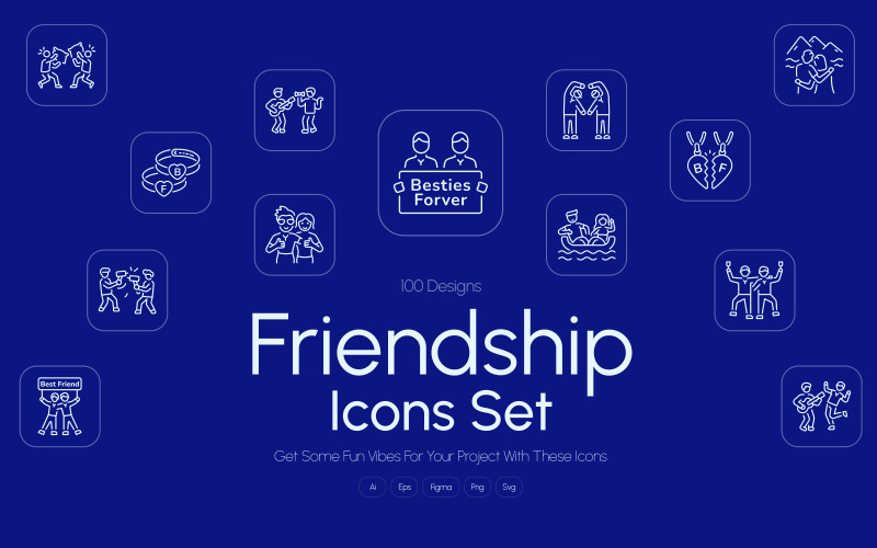 Modern Friendship Icon Collection Icon Set