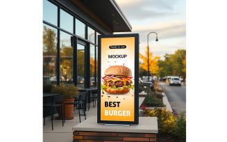 Restaurant Sign Billboard Mockup Design City Billboard Concept Mock-up Large Billboard Mockup