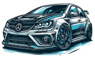 A Car vector art illustration with background
