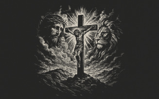 Jesus T-Shirt Design, Religious Halftone, PNG for Sublimation, DTF, Screen Printing, DTG, Apparel