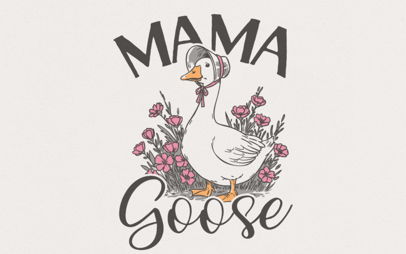 Mama Goose PNG, Instant Digital Dowma PNG, Mama Sublimation, Retro PNG, Mothers Day PNG, Cottage Illustration