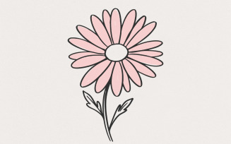Pink Daisy Flower Clipart PNG, Minimalist Floral Graphic, Simple Flower Illustration, Feminine