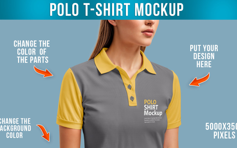 a Female Polo Shirt Mockup Product Mockup