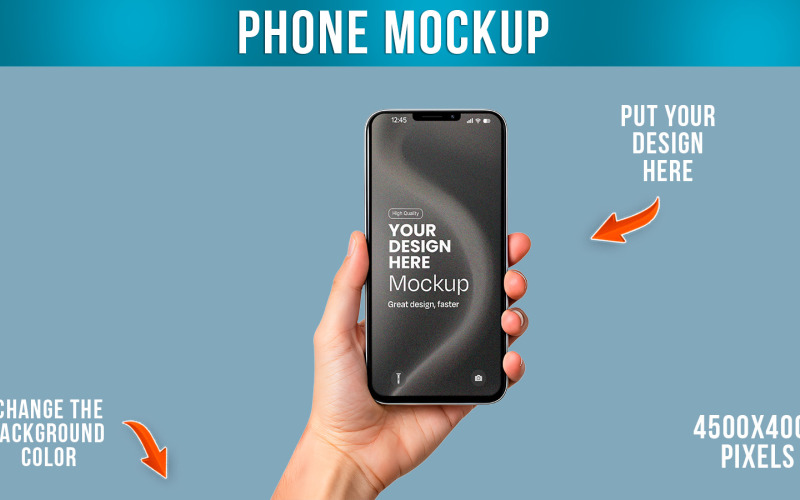 A Hand Holding Smartphone Mockup Product Mockup