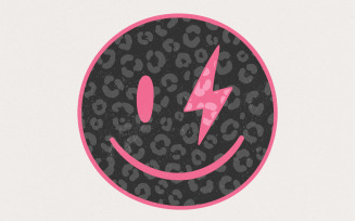 Black Leopard Smile Face PNG, Digital Download, Sublimation, Distressed Leopard, Instant Download,