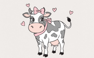 Coquette Cow Tshirt Design, Sublimation Png, Digital Download, Easter Tshirt Design, Retro Highland