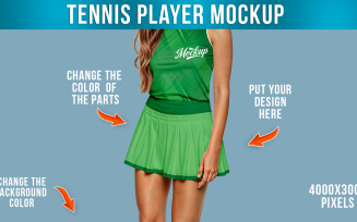 Female Tennis Player Uniform Mockup