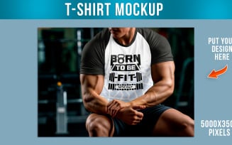 Fitness T-Shirt Mockup in Gym Setting