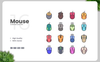 16 Mouse Colored Icons Set