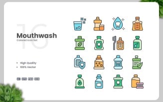 16 Mouthwash Colored Icons Set