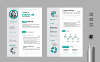 Infographic Two Page Resume Layout CV Template