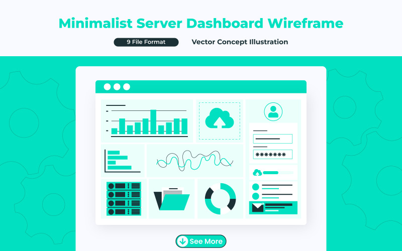 Minimalist Server Dashboard Wireframe – Web UI Concept Illustration