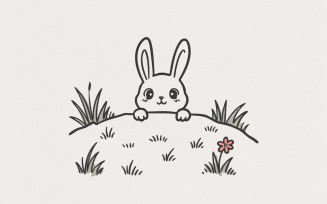Peeking Cute Rabbit png, Rabbit Clipart PNG, Digital Download, Commercial Use, Shirt Design, Cute