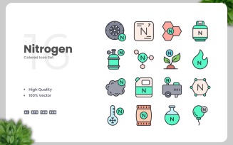 16 Nitrogen Colored Icons Set