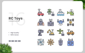 16 RC Toys Colored Icons Set