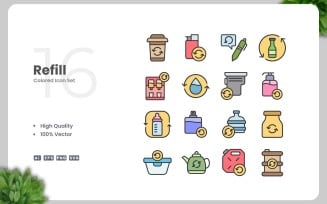 16 Refill Colored Icons Set
