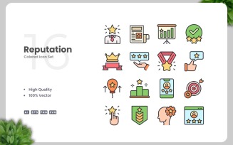 16 Reputation Colored Icons Set