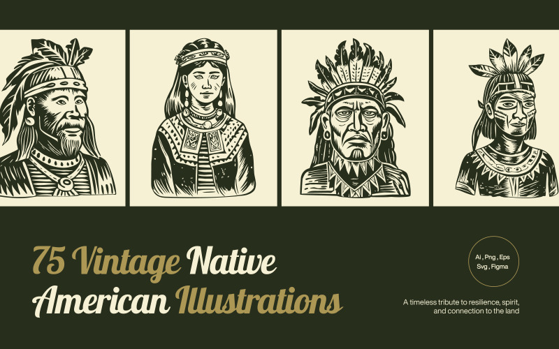 Native American Art Icon Set Illustration