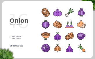 16 Onion Colored Icons Set