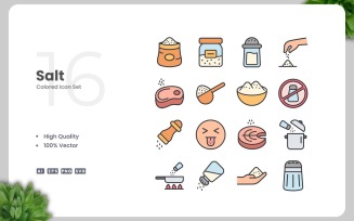 16 Salt Colored Icons Set