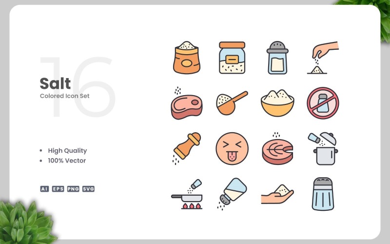 16 Salt Colored Icons Set Icon Set