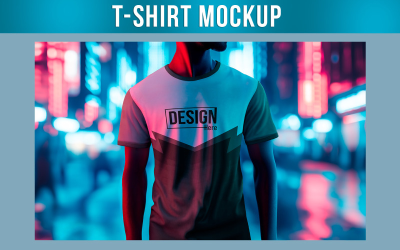 T-Shirt Mockup on Neon Urban Glow Product Mockup