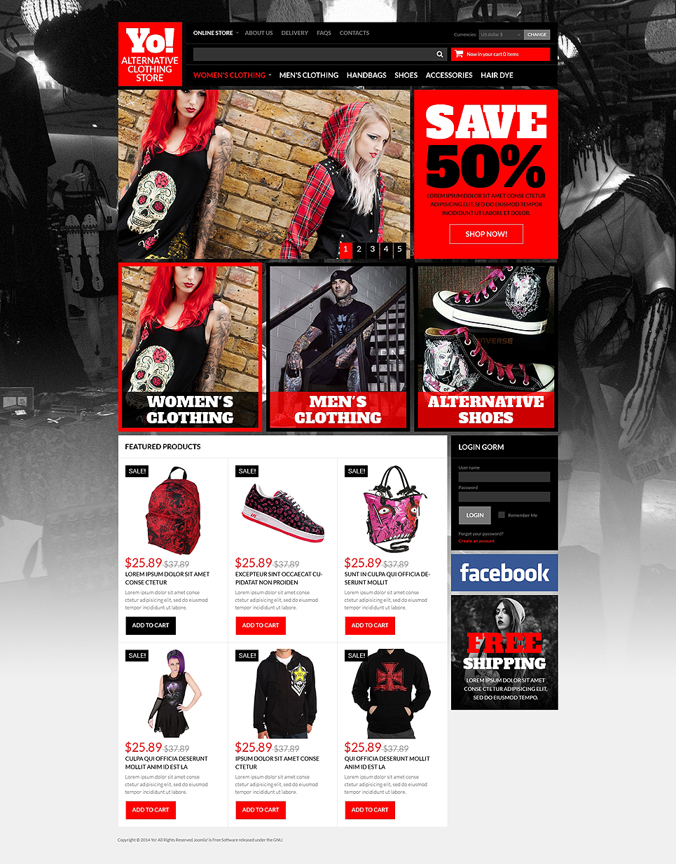 Alternative Clothing Store VirtueMart Template New Screenshots BIG