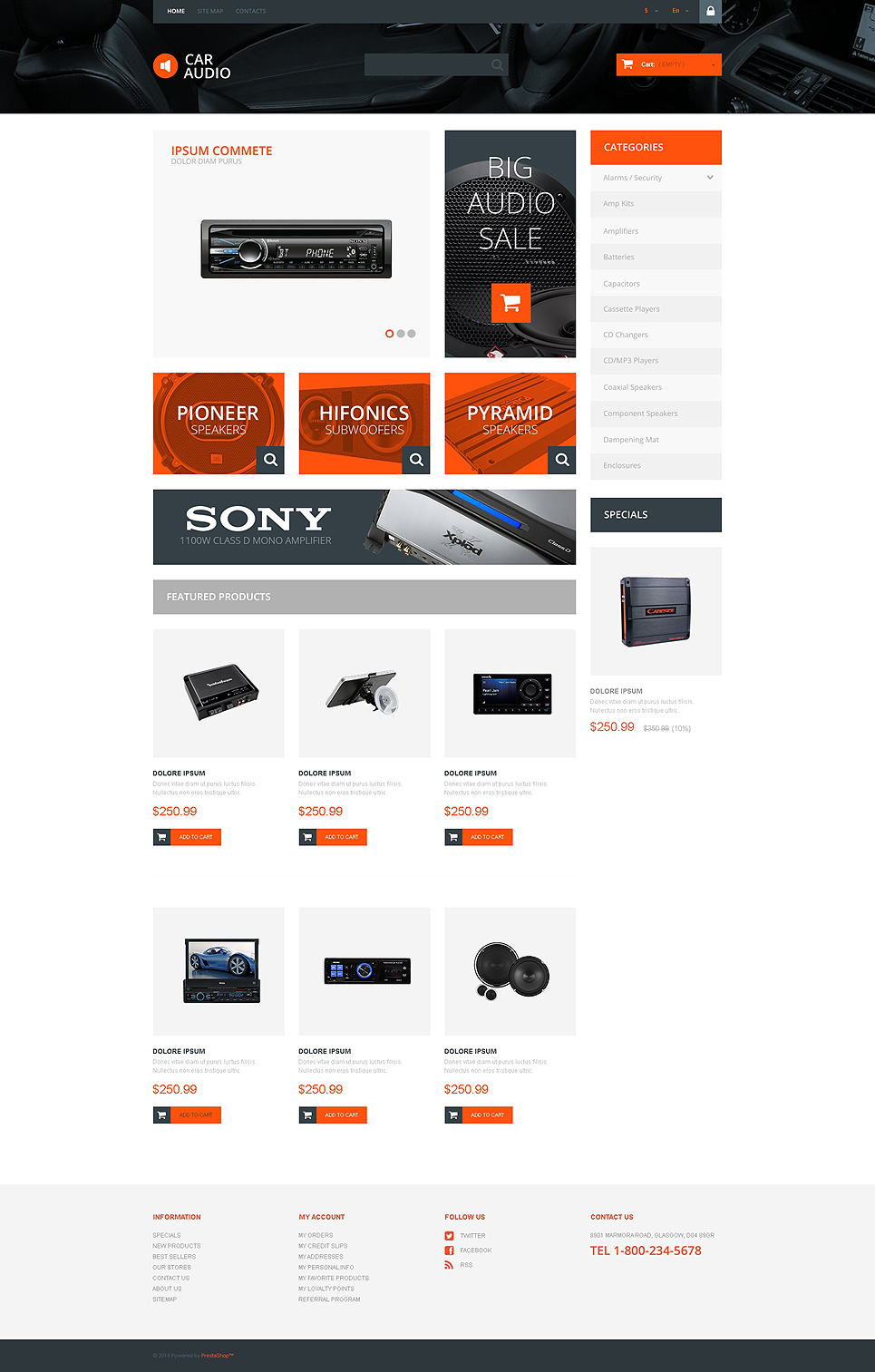 Car Audio Store PrestaShop Theme New Screenshots BIG