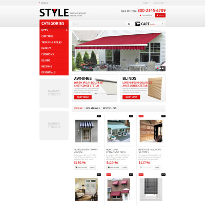 ecommerce style curtains blinds wood venetian window-blind shutters roller shopping cart store shop servicescurtais blinds Tema PrestaShop №51275 #51275