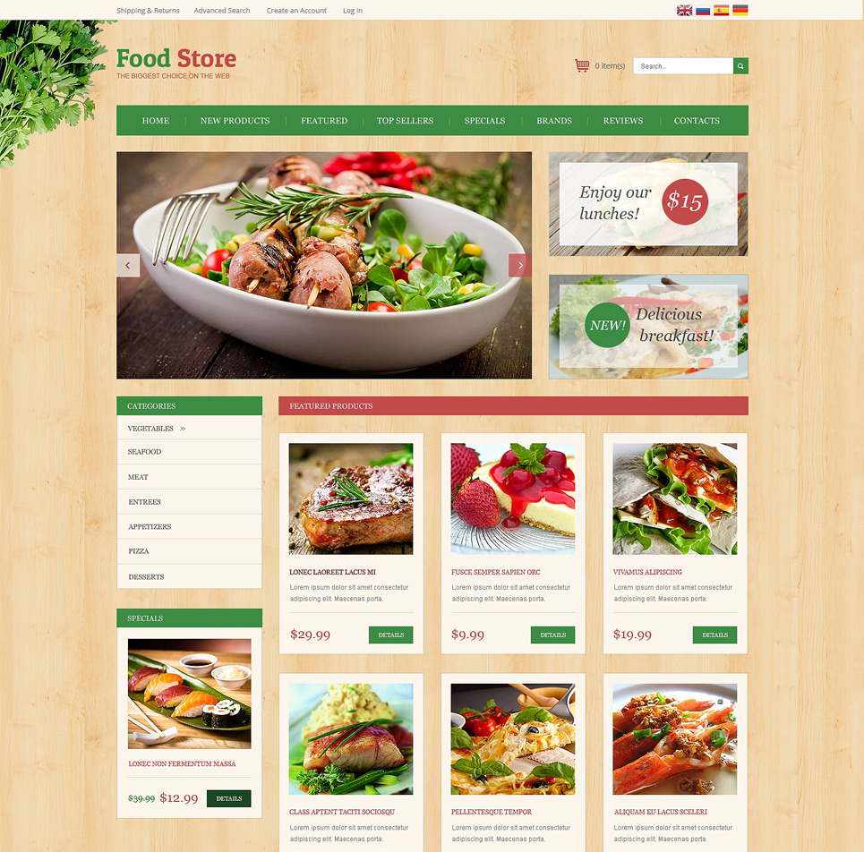 Home Restaurant osCommerce Theme Big Screenshot Home Restaurant OsCommerce Template New Screenshots BIG