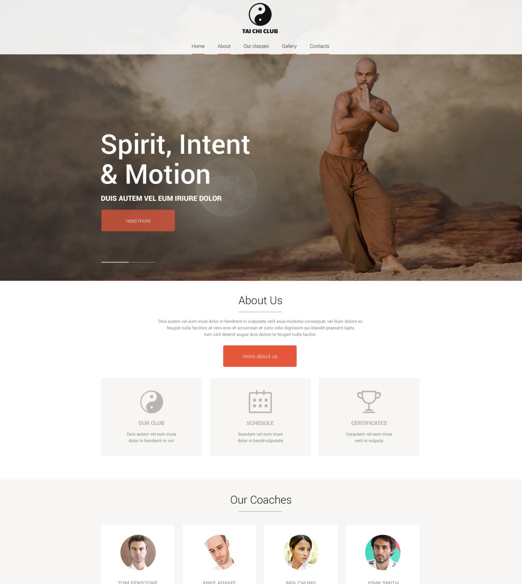 Live preview for Martial Arts Responsive Website Template #51268