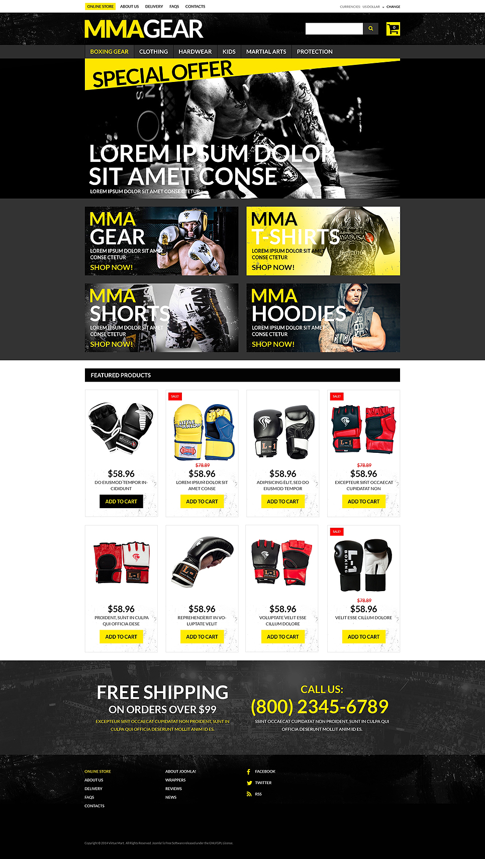 MMA Gear Store VirtueMart Template New Screenshots BIG